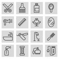 Vector black line barber icons set