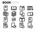 Vector black line book icons set Royalty Free Stock Photo