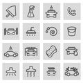 Vector black line car wash icons set Royalty Free Stock Photo