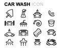 Vector black line car wash icons set Royalty Free Stock Photo