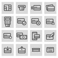 Vector black line credit card icons set Royalty Free Stock Photo