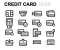 Vector black line credit card icons set Royalty Free Stock Photo