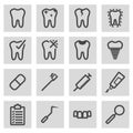 Vector black line dental icons set