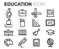 Vector black line education icons set Royalty Free Stock Photo