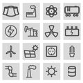 Vector black line energetics icons set Royalty Free Stock Photo