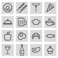 Vector black line food icons set Royalty Free Stock Photo