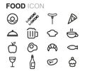 Vector black line food icons set Royalty Free Stock Photo