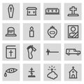 Vector black line funeral icons set