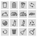 Vector black line garbage icons set