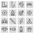 Vector black line hunting icons set