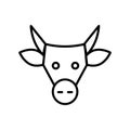 Vector black line icon cow head isolated on white background Royalty Free Stock Photo