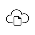 Vector black line icon file in cloud isolated on white background Royalty Free Stock Photo