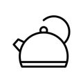 Vector black line icon kitchen kettle isolated on white background