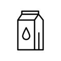 Vector black line icon milk carton isolated on white background Royalty Free Stock Photo