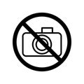 Vector black line icon photography is prohibited isolated on white background