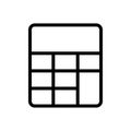 Vector black line icon school calculator isolated on white background