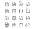 Vector black line icon set document. Outline symbol business collection and office flat sign. Paper datum simple form and internet