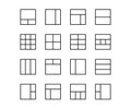 Vector black line icon set grid layout. Website element sign application guide menu and drafting template concept. Guideline