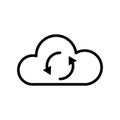 Vector black line icon update cloud isolated on white background