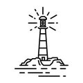 Vector black line lighthouse sign