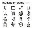 Vector black line marking of cargo icons set