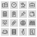 Vector black line office icons set Royalty Free Stock Photo