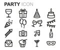 Vector black line party icons set