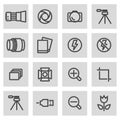 Vector black line photo icons set