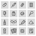 Vector black line pills icons set Royalty Free Stock Photo