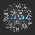 Vector black line round Cool Wine concept Royalty Free Stock Photo