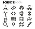 Vector black line science icons set