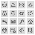 Vector black line security icons set Royalty Free Stock Photo