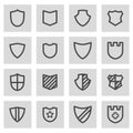 Vector black line shield icons set Royalty Free Stock Photo