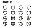 Vector black line shield icons set Royalty Free Stock Photo