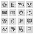 Vector black line soccer icons set Royalty Free Stock Photo