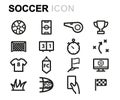 Vector black line soccer icons set