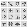 Vector black line space icons set