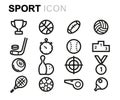 Vector black line sport icons set