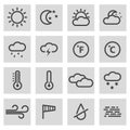 Vector black line weather icons set