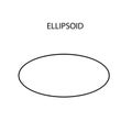 Vector black linear ellipsoid for game, icon, package design, logo, mobile, ui, web, education. Ellipsoid on a white
