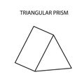 Vector black linear triangular prism for game, icon, package design, logo, mobile, ui, web, education. Triangular prism