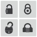 Vector black lock icons set