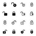 Vector black lock icons set