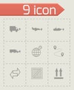 Vector black logistic icons set