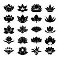 24 Vector Black Lotus Silhouette Icons or Logo Set