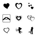 Vector black love icons set Royalty Free Stock Photo