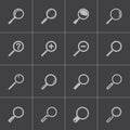 Vector black magnifying glass icons set