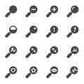 Vector black magnifying glass icons set