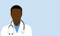 Vector of a black male doctor with stethoscope and white coat Royalty Free Stock Photo