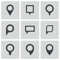 Vector black map pointer icons set